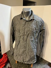 Weatherproof Vintage Men's LS Button Down Shirt M Gray Cotton Dual Pockets