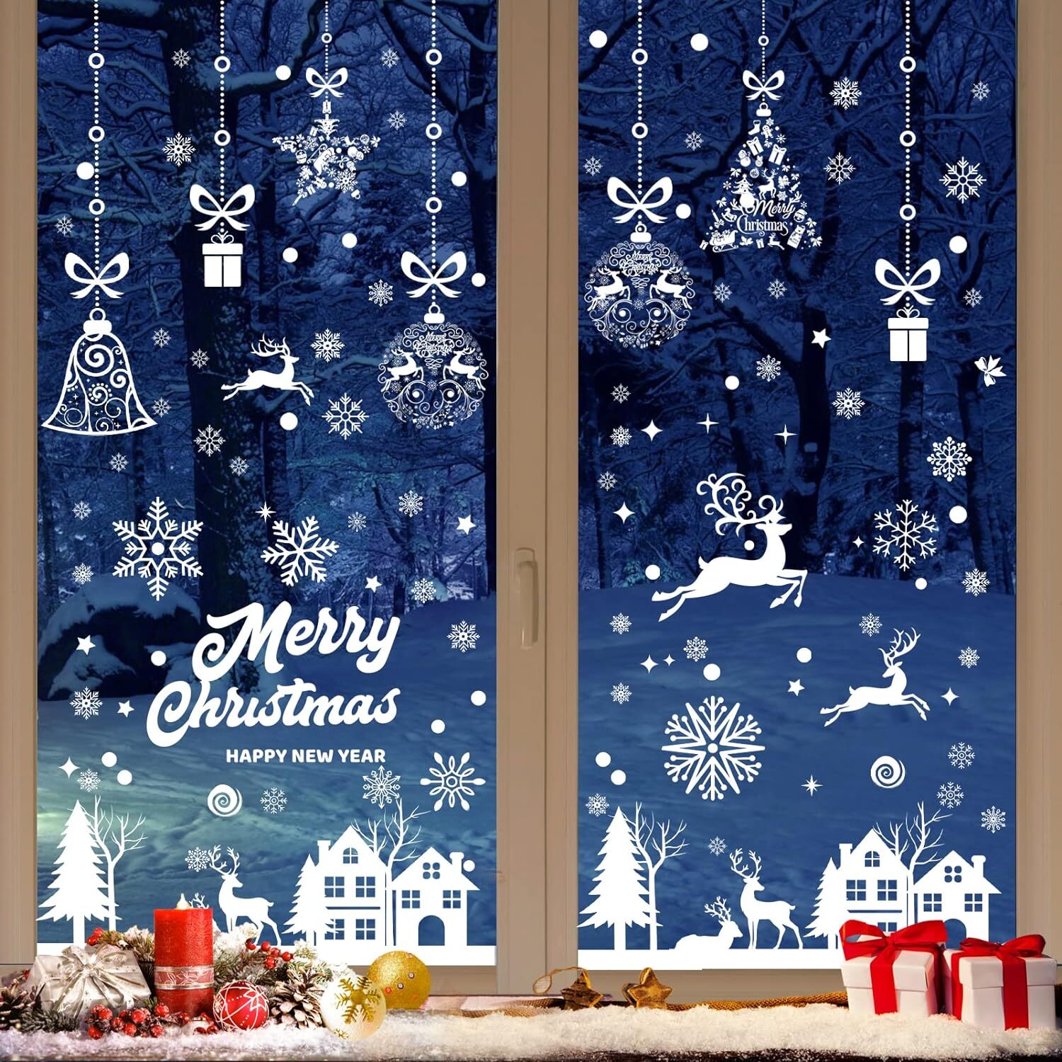 192 PCS Christmas Window Stickers Reusable, Double Sided Window... eBay