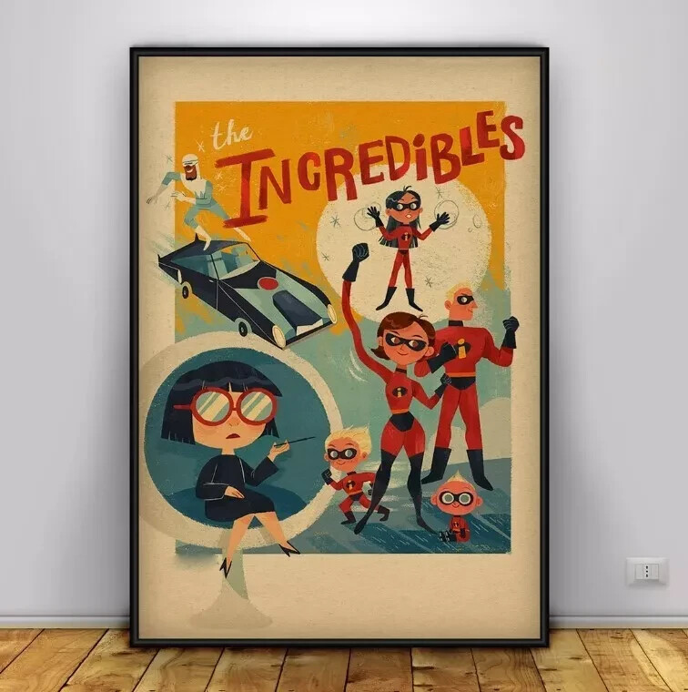 The Incredibles Poster, Cartoon Wall Art, Wall Prints, Home Decor For Kids