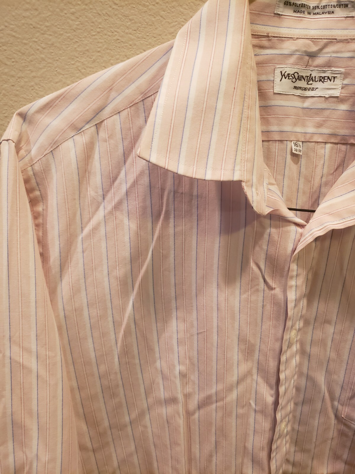 Camicia elegante uomo Yves Saint Laurent rosa e bianca a righe 16 5 32 33