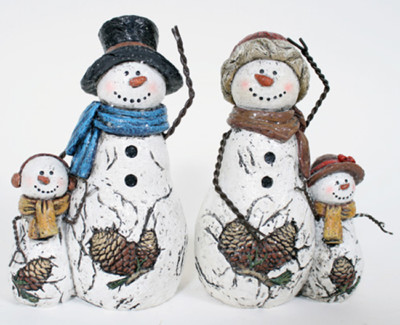 Holiday Snowmen Daddy & Me or Mommy & Me Pinecone Figurine Winter Decor     