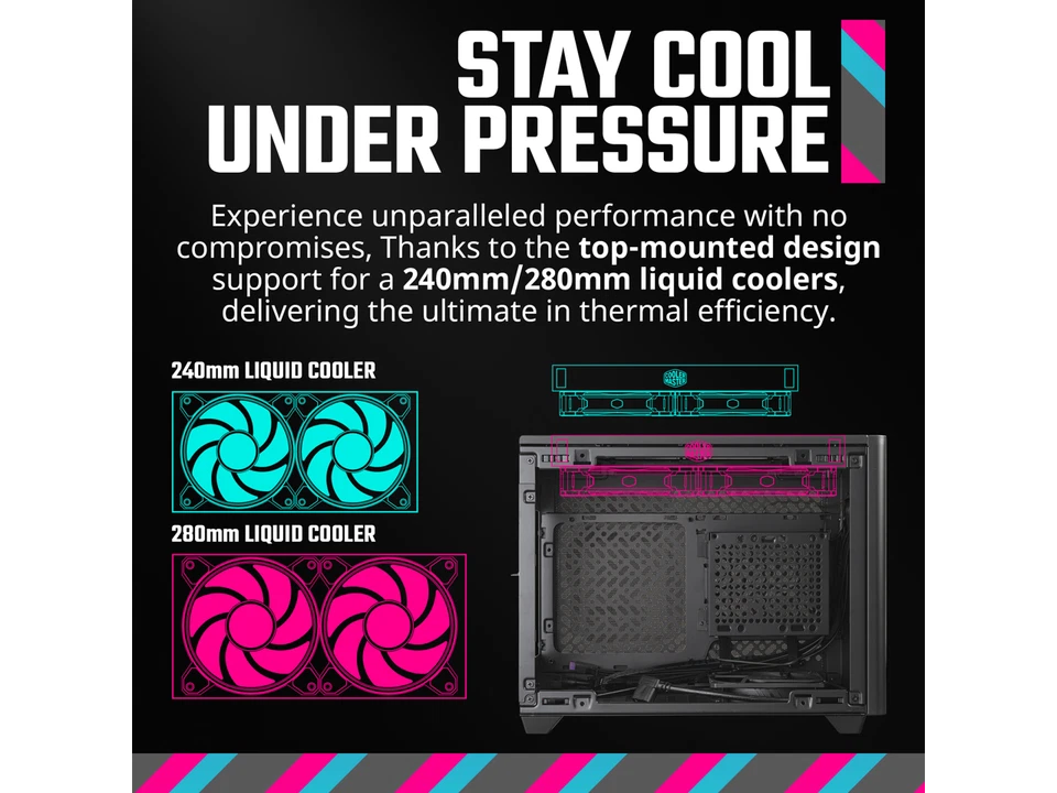 Cooler Master NR200P V2 Mini-ITX 18L PC Case, Top-Mount 240mm|280mm Liquid - Image 2 of 4