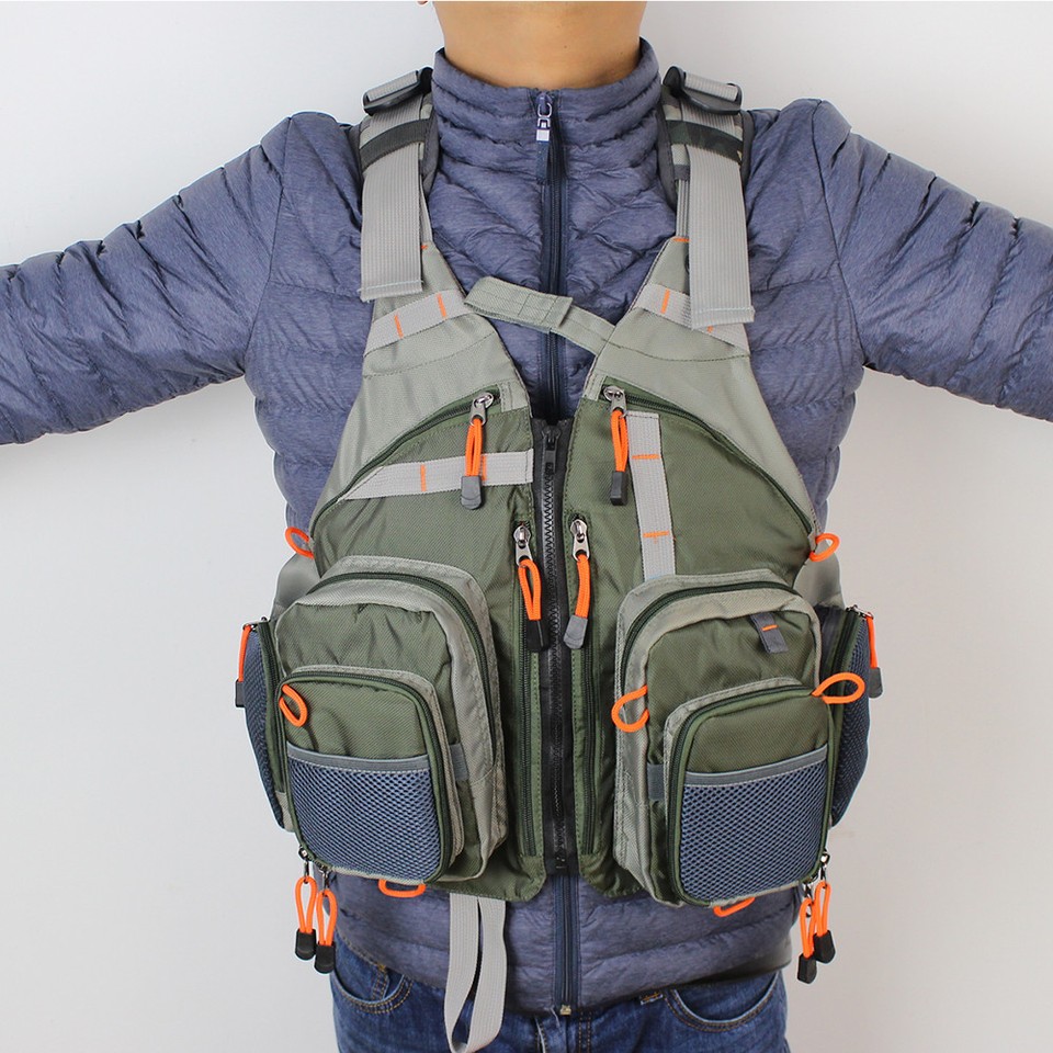 Fly Fishing Vest Pack For Men Adjustable Size Breathable Mutil-Pocket ...