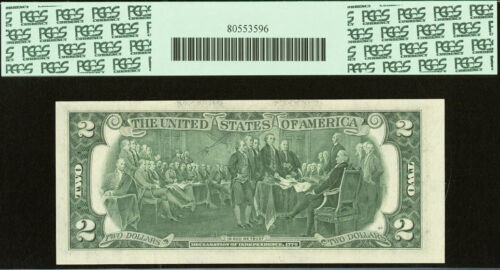1976 $2 Federal Reserve Note PCGS 63PPQ - Misaligned Face Printing - Error Note - Picture 3 of 3