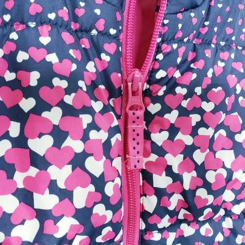Lands End Kids Girls Blue Pink Heart Puffer Vest Size XL (16) - Picture 5 of 12