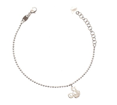 Maus Bettelarmband 925 Sterling Silber mit Mini Perlenkette Neu