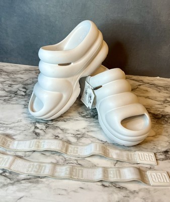 UGG Aww Yeah Sandal Slide Bright White Platform Removable Strap 