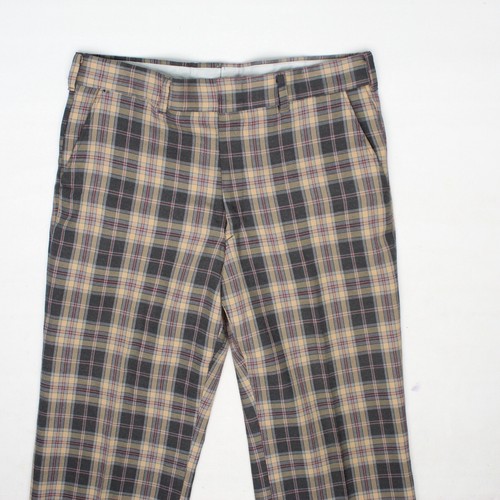 VTG Sears Odd Trousers Mens 36x29 Gray Beige Maroon Plaid Wool Blend - Picture 3 of 9