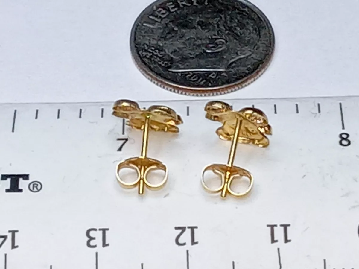 14KT YELLOW GOLD 8MM X 8MM TEDDY BEAR STUD EARRINGS .4 GRAMS eBay
