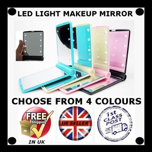 LED Pocket Handbag Compact makeup mirror foldable with lights cosmetic handheld