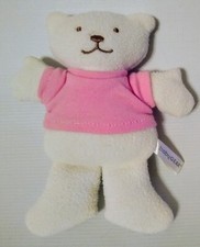 Baby Gear Mini Teddy Bear Plush Stuffed Toy Lovey 6" White with Pink Shirt