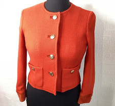 Etro Milano Wool Jacket Blazer Orange Gold Buttons Cord Cuffs Size 42 Uk 10