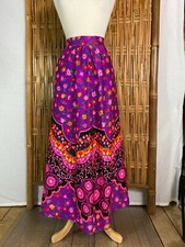 Vtg 60-70s Alex Colman Maxi Long Skirt Psychedelic Floral Paisley High Waist XS