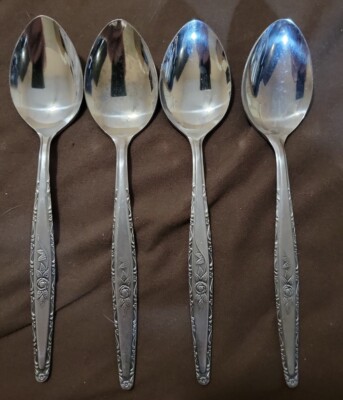Stylecraft SYF2 T&N Stainless Japan Single Rose 4 Teaspoons Satin Black Accent 