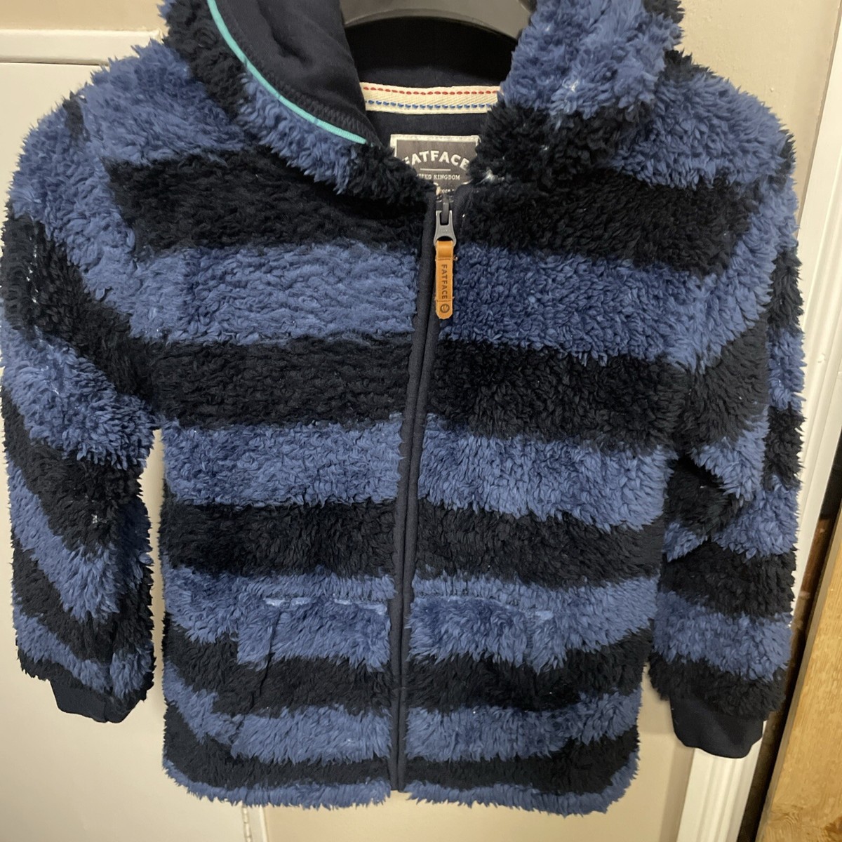 Fat Face Shark Blue Fleece Zip Up Hoodie 8-9 years UK