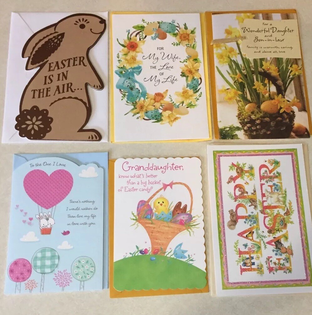 Lot of 6 American Greetings Easter Cards Assorted New Cards Crafts