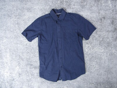 Obey Shirt Mens Small Dress Blue Short Sleeve Collared Button Up Pocket Top  | eBay