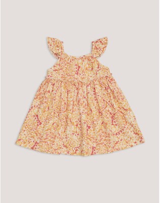 matalan orange dress Dusk Orange Floral Shimmer Tie Waist Dress - 8