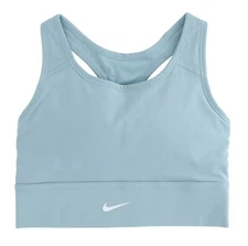 Nike Women's Sports Bra CZ4496 Medium Support Padded Longline Athletic Logo Bra