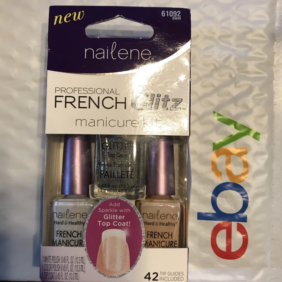 Nailene профессиональный французский блестящий маникюрный набор с наконечниками 61092 незапечатанный новый в упаковке - Изображение 2 из 3