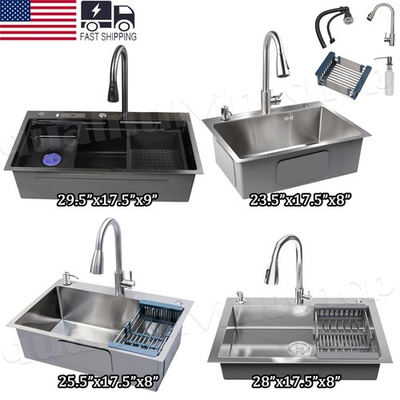 #ad Kitchen Sink Stainless Steel Drop In Sinks Top Undermount 28quot; 29.5quot; Single Bowl $99.00