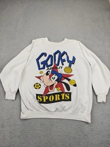 Vintage Disney Goofy Sweatshirt Mens XL White Crewneck Graphic Made in USA 90s - product listing photo