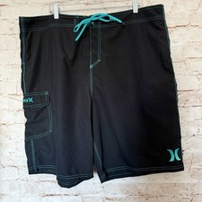 Hurley Mens Swim Board Shorts Size 42 Black Aqua