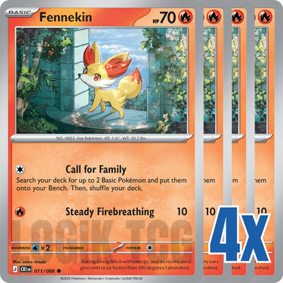 4x Fennekin 011/086 x4 - Chaos Rising - Pokemon TCG - Playset
