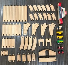 Set Of 57 Pieces Brio Wooden Train Comes With Brio Ferry Ship Good Condition