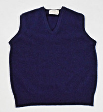 Vintage Sweater Vest Lord Jeff Size M 70s Navy Blue Virgin Lambswool USA Grunge