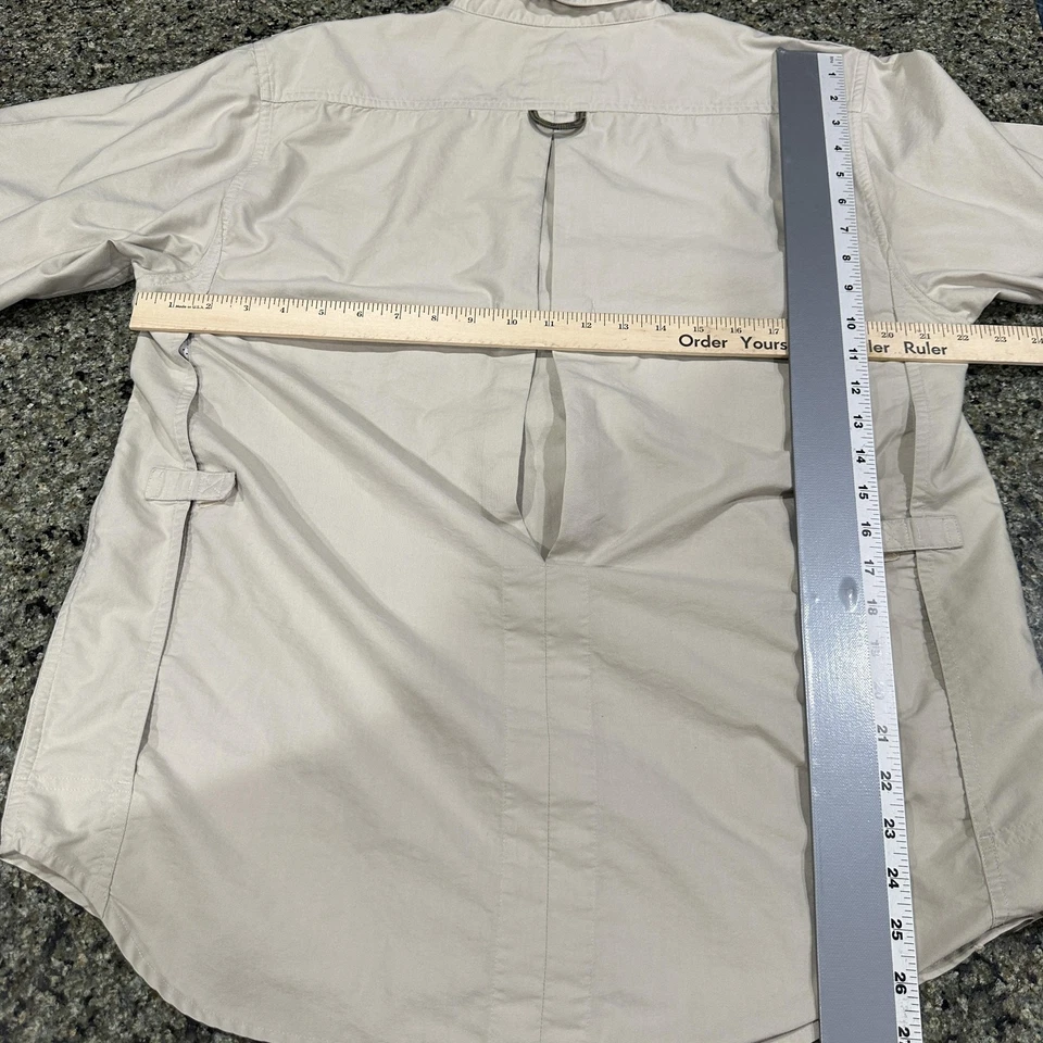 Ex Officio Shirt Men Medium Beige Travel Wear Long Sleeve Outdoor Safari Pockets - Image 4 of 4