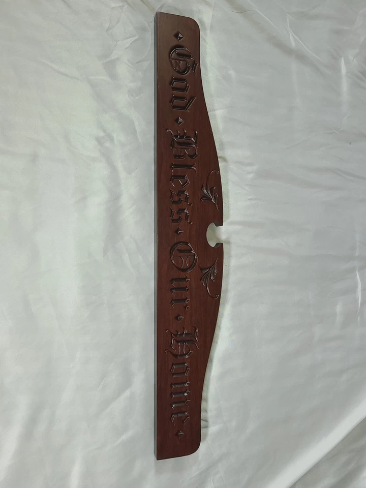 Letrero hecho God Bless Our Home 24" x 4" madera de cerezo P. Graham Dunn Amish Foto 3 de 4