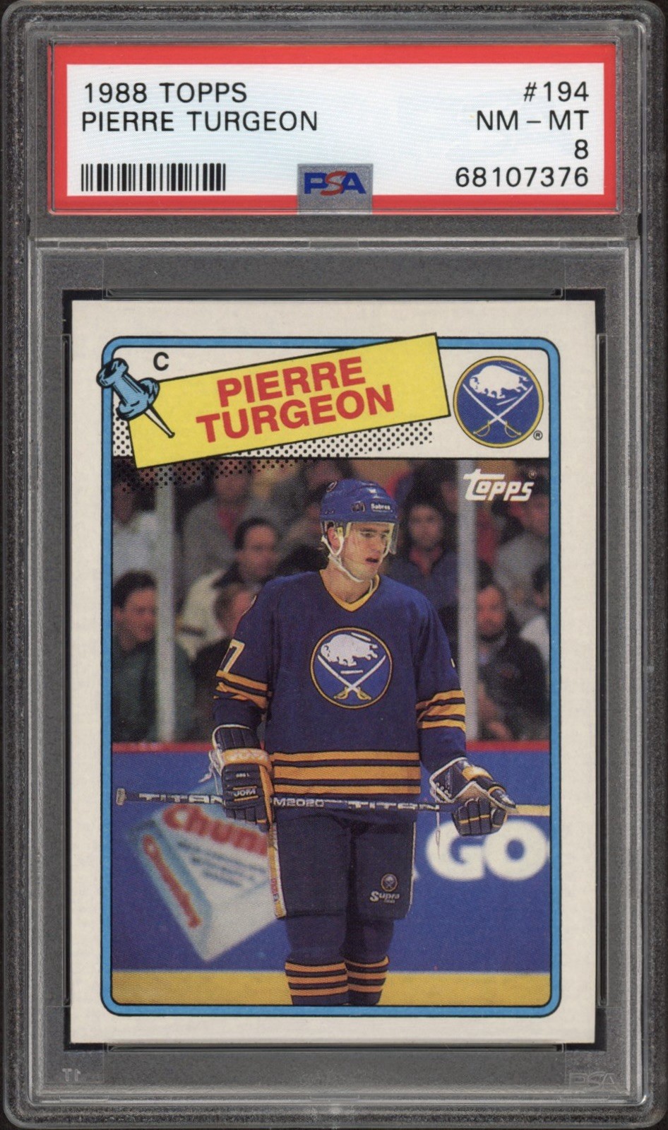 1988 Topps Pierre Turgeon Rookie RC #194 PSA 8 NM-MT HOF Buffalo Sabres