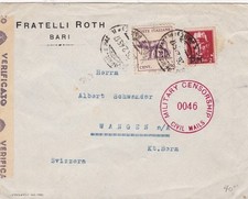LUOGOTENENZA Storia postale su Lettera 50 cent Lupa di Bari + Imperiale x Estero