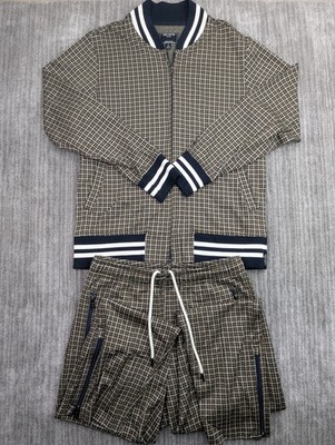 Todd Snyder Track Suit Men's S Desert Beige Houndstooth Zip Jacket