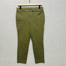 Old Navy Women's Army Green High Rise Pixie Flat Front Stretch Cotton Pants 8