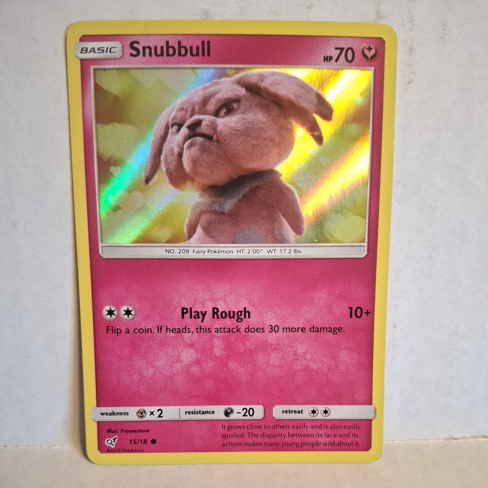 Snubbull 15/18 Holo Detective Pikachu Pokemon TCG Card NM/LP