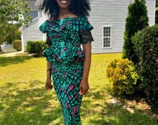 African Wax Print Ankara/Cord Lace Skirt and Blouse
