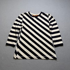 Tory Burch Women’s Medium Navy White Striped 3/4 Sleeve Tunic Top boho Casual
