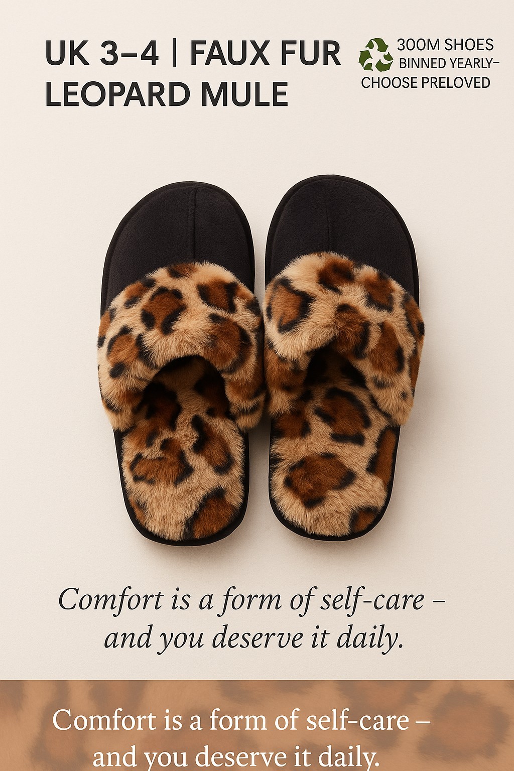 SAOLA Pantofole da donna in pelliccia sintetica leopardata mulo UK3 4 suola in gomma comoda peluche calde