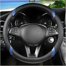 15 Inch Universal Steering Wheel Cover Breathable Pu Leathe Color Blackblue