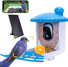 Smart Bird Feeder with Camera Solar Powered , 1080P HD AI Identify Wild Bird Fee