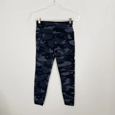New Sweaty Betty Power Pocket 7/8 Workout Leggings Black Tonal Camo Print XSmall