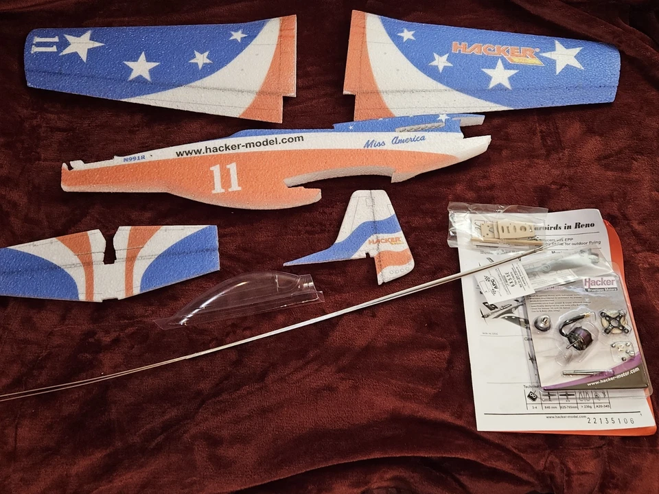 Hacker Rc Flugzeug Elektro  Warbirds In Reno Mustang Miss Amerika Inkl Motor Top - Bild 3 von 4