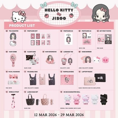 Hello Kitty x Jisoo Postkarte Kamm Scrunchie Spiegel Stirnband Tasche...