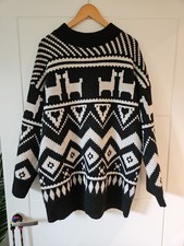 H&M Pullover schwarz/weiß peruanischer Stil 