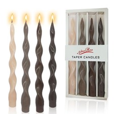 NJAO HOO Brown Spiral Taper Candles 10 Inch Twisted Fall Candlesticks Unscent...