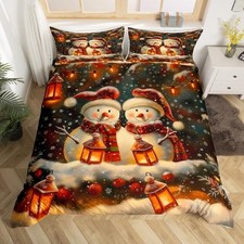 Cute Snowman Duvet Cover Set Queen Queen no comforter Red Black White