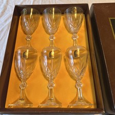 Cathedral Crystal Italian 24% Lead Crystal Salisbury by Dema Set 6 Port Glasses
