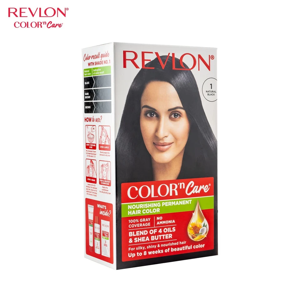Revlon Color N Care Haarfarbe 1 Natürliches Schwarz 60ml+40g+7,5ml - Bild 2 von 4